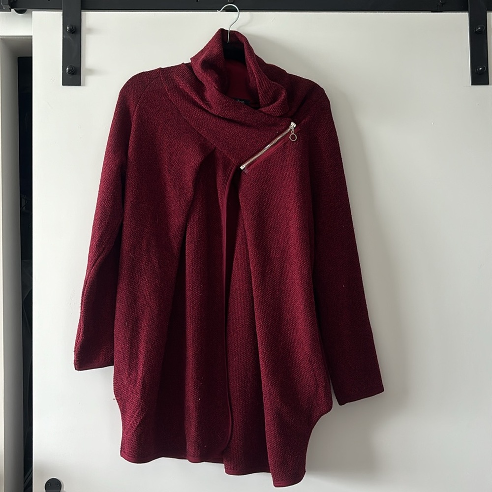Red Cowl Neck Cardigan